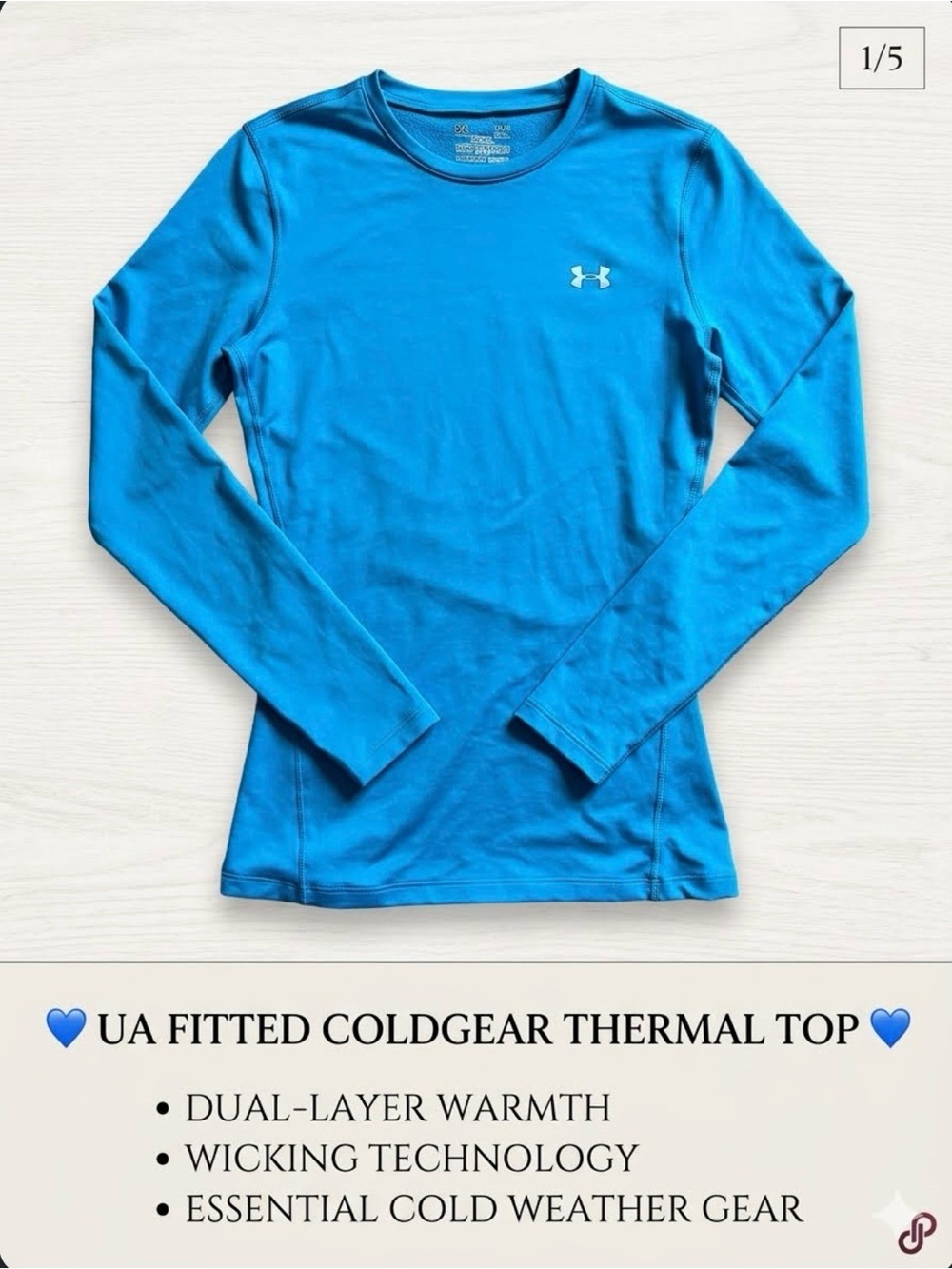 🟢3/$15 💙UA Fitted COLDGEAR Thermal top💙